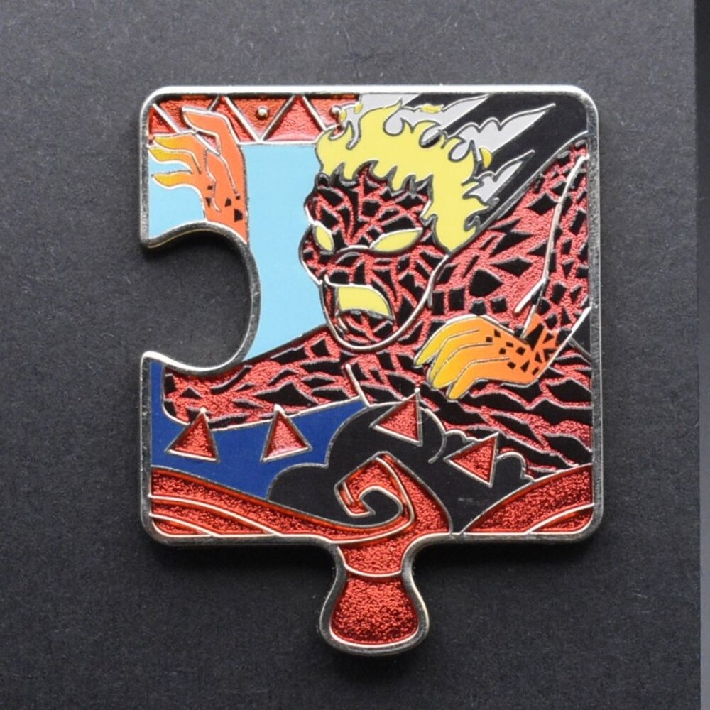 Red and Yellow Enamel Puzzle Pin - Women Other Accessory
